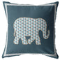 16” Spruce Blue Elephant Indoor Outdoor Throw Pillow