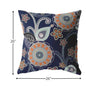 18” Indigo Orange Floral Indoor Outdoor Throw Pillow
