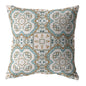 16” Blue Orange Mandala Indoor Outdoor Throw Pillow