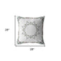 18" X 18" White Blown Seam Geometric Indoor Outdoor Throw Pillow