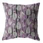 16” Lavender Black Fall Leaves Indoor Outdoor Throw Pillow