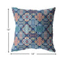 18” Turquoise Red Trellis Indoor Outdoor Zippered Throw Pillow