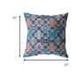18” Turquoise Red Trellis Indoor Outdoor Zippered Throw Pillow