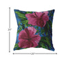 18” Pink Blue Hibiscus Indoor Outdoor Zippered Throw Pillow