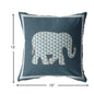 18” Spruce Blue Elephant Indoor Outdoor Zippered Throw Pillow