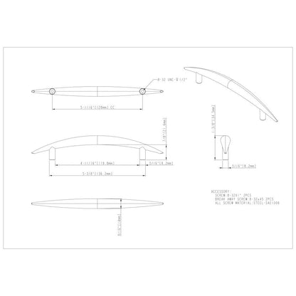 128 mm Center-to-Center Satin Nickel Arched Verona Cabinet Pull