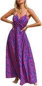 Sundresses - CUPSHE Women's Maxi Dress Floral Print Twisted V Neck Sleeveless Long Dress Summer Casual Dress