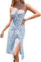Sundresses - Floerns Women's Summer Split Thigh Spaghetti Strap Cami Midi Floral Dress