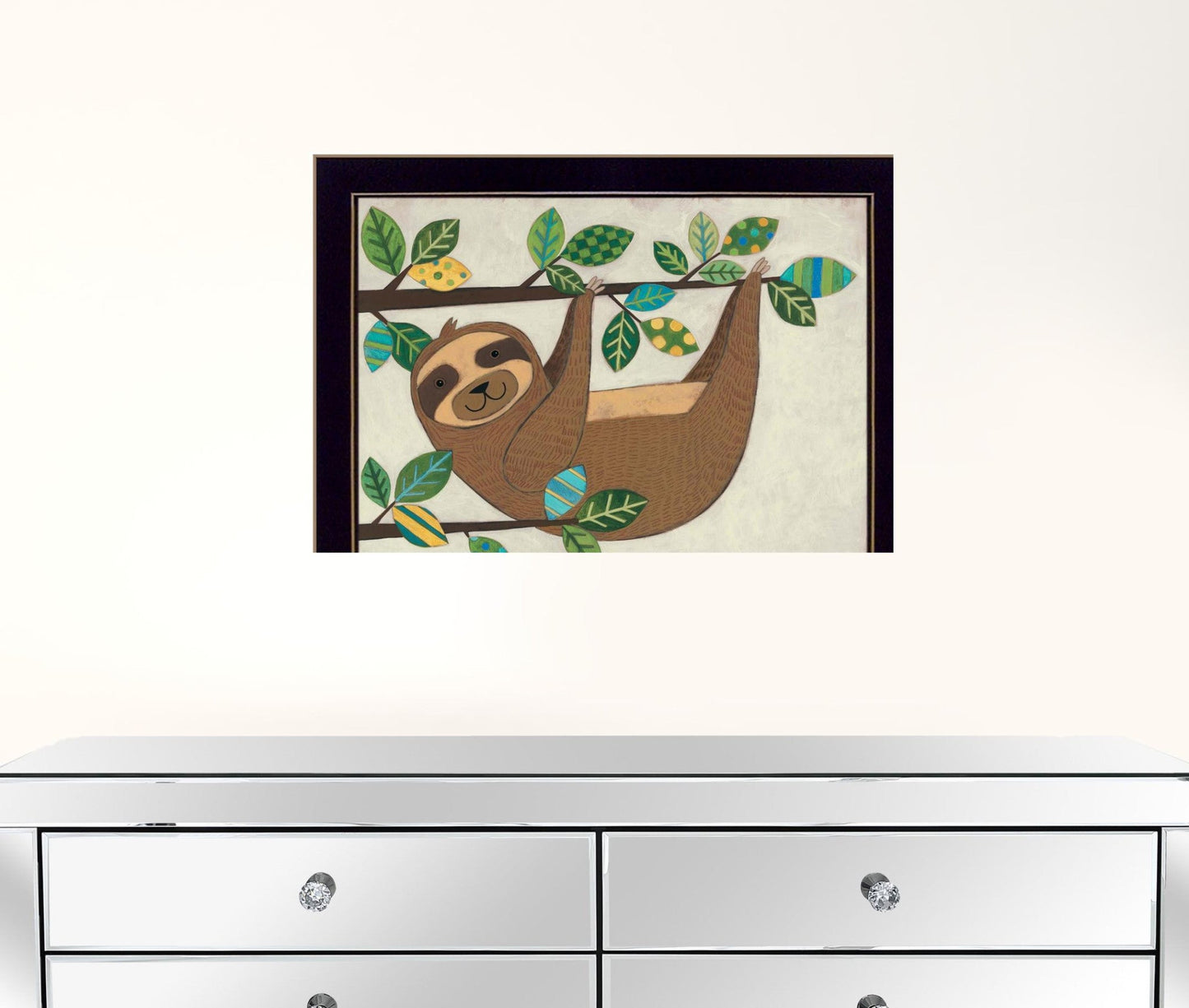 Hanging Sloth I 1 Black Framed Print Wall Art