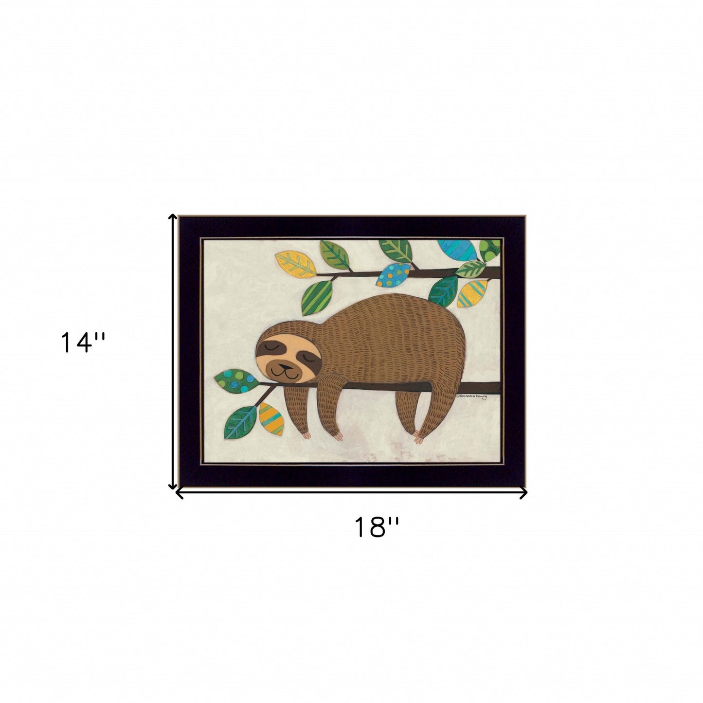 Hanging Sloth II 1 Black Framed Print Wall Art