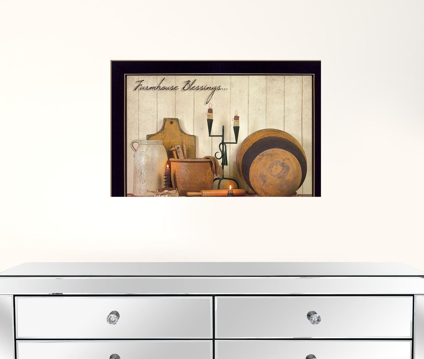 Farmhouse Blessings 1 Black Framed Print Wall Art