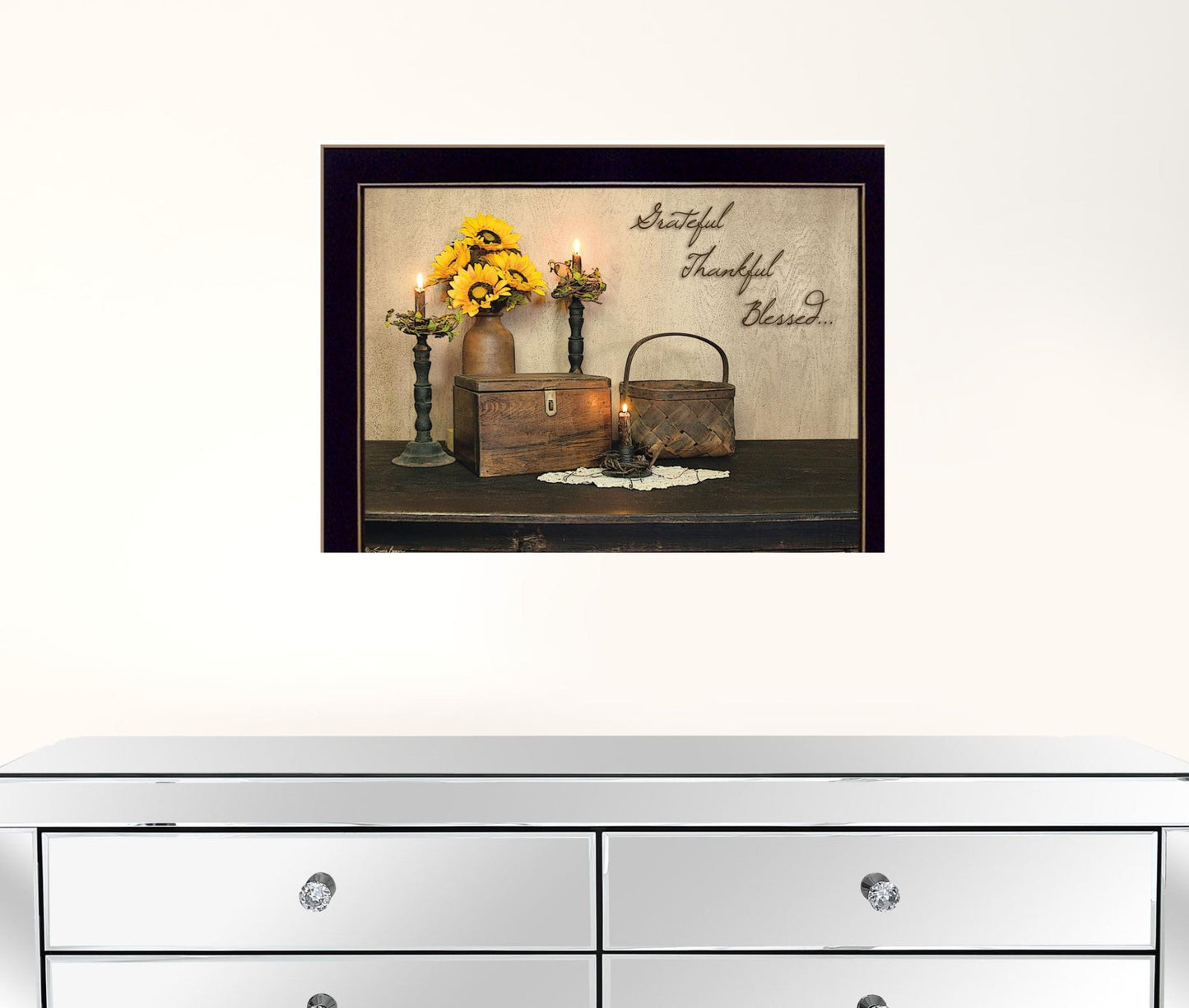 Grateful Thankful Blessed 1 Black Framed Print Wall Art