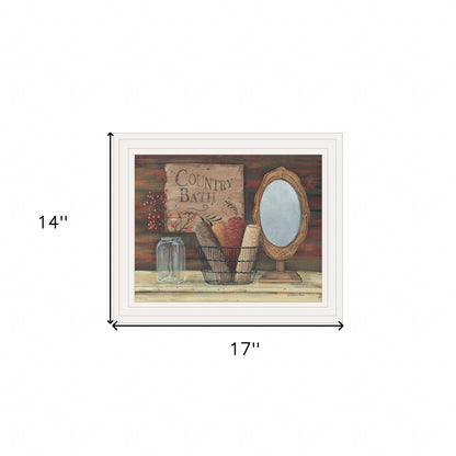 Country Bath 6 White Framed Print Bathroom Wall Art