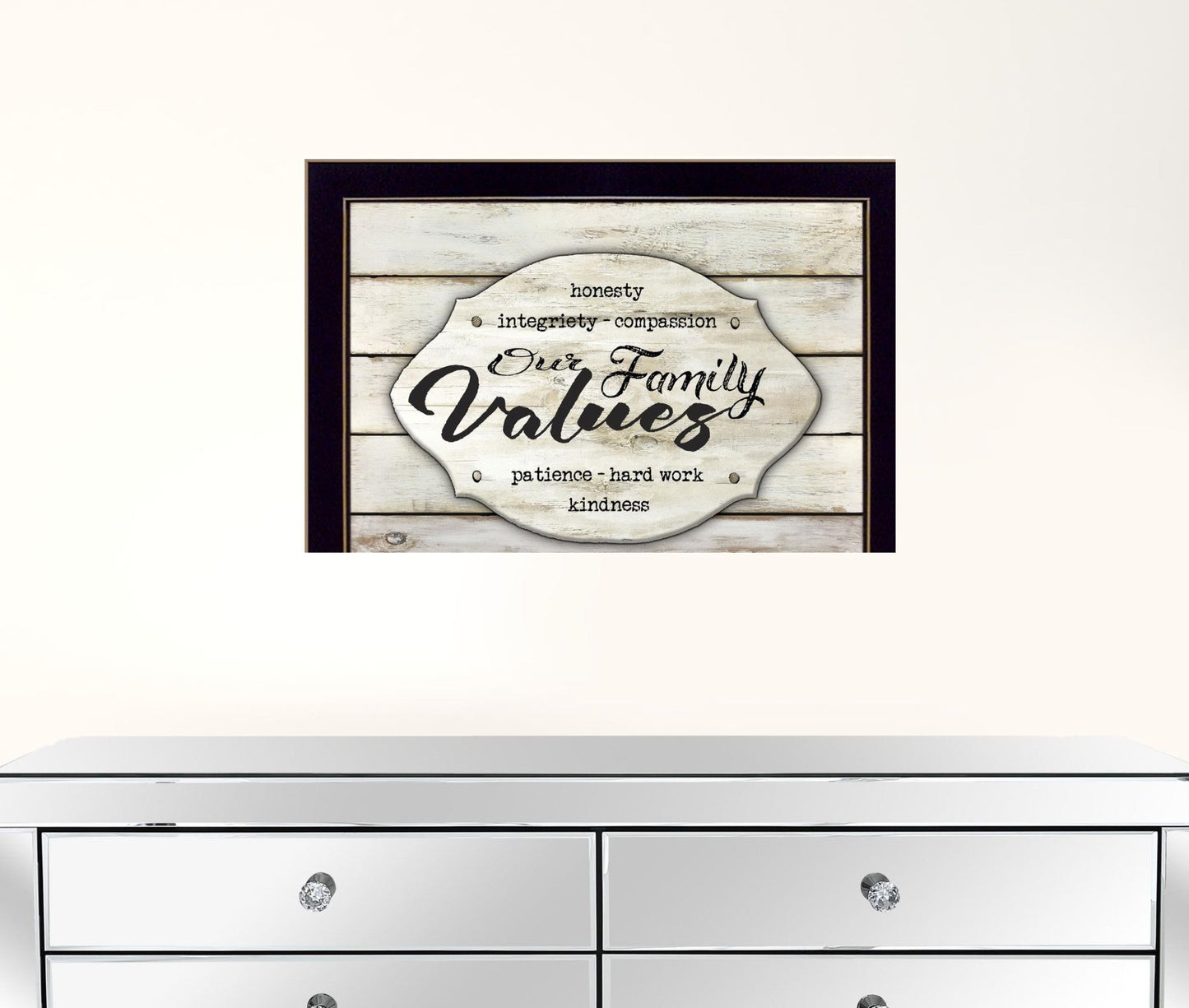 Our Family Values 1 Black Framed Print Wall Art