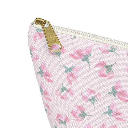 Customizable: Floral Accessory Pouch, Makeup Bag, Travel Case, Pink Flower Pouch, Gift for Her, Cosmetic Clutch, Everyday Organizer