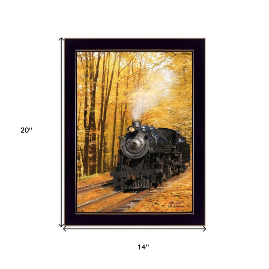 Fall Locomotive Black Framed Print Wall Art | Home Decor | Kitchen + Metal