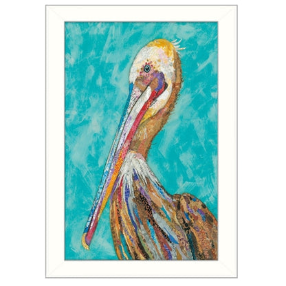 Pelican II White Framed Print Wall Art | Home Decor | Kitchen + Metal