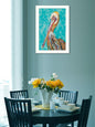 Pelican II White Framed Print Wall Art | Home Decor | Kitchen + Metal