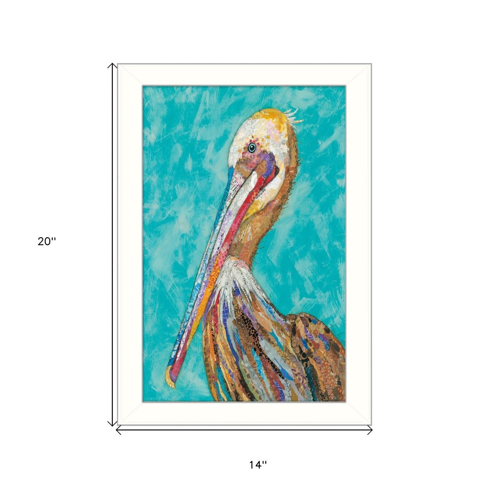 Pelican II White Framed Print Wall Art | Home Decor | Kitchen + Metal
