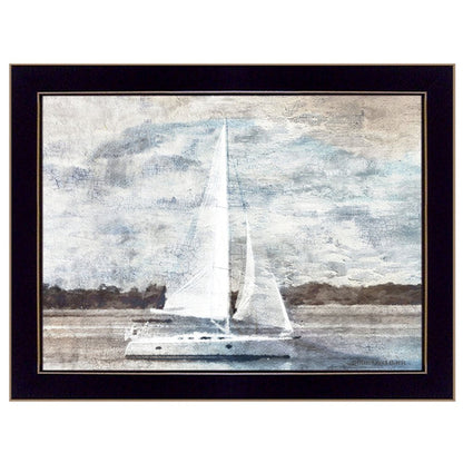 Sailboat on Water 1 Black Framed Print Wall Art | Home Decor | Kitchen + Metal