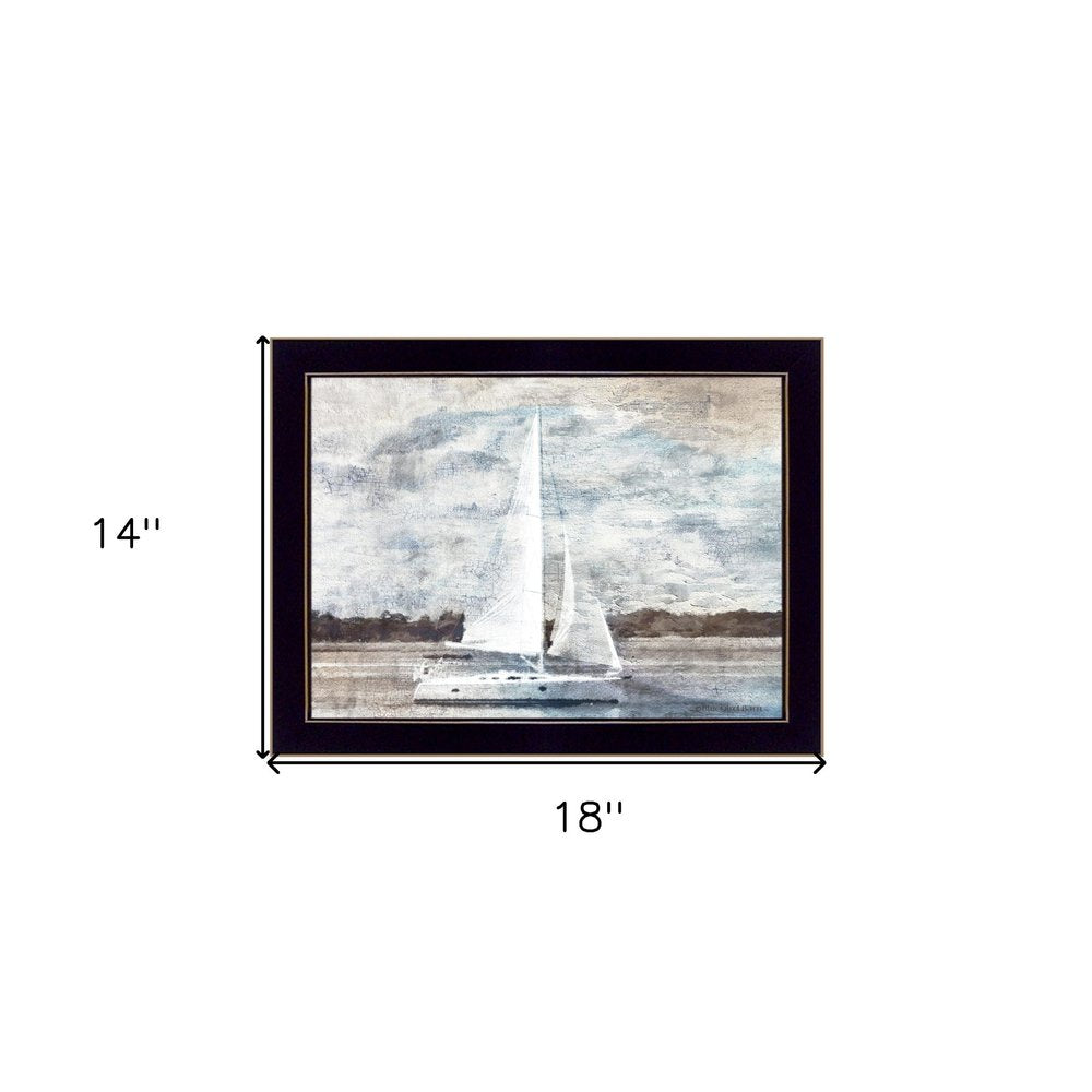 Sailboat on Water 1 Black Framed Print Wall Art | Home Decor | Kitchen + Metal