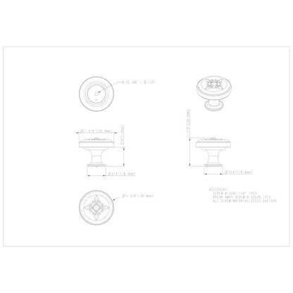 1-3/8" Diameter Satin Nickel Baroque Lafayette Cabinet Knob