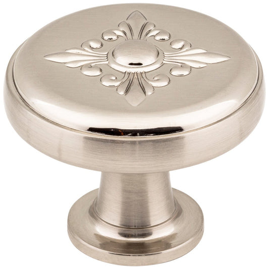 1-3/8" Diameter Satin Nickel Baroque Lafayette Cabinet Knob
