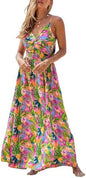 Sundresses - CUPSHE Women's Maxi Dress Floral Print Twisted V Neck Sleeveless Long Dress Summer Casual Dress