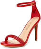 Women's Floral Ankle Strap Stiletto Heeled Sandals – Open Toe Dressy Party Shoes