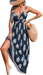 Sundresses - CUPSHE Women's Maxi Dress Floral Print Twisted V Neck Sleeveless Long Dress Summer Casual Dress