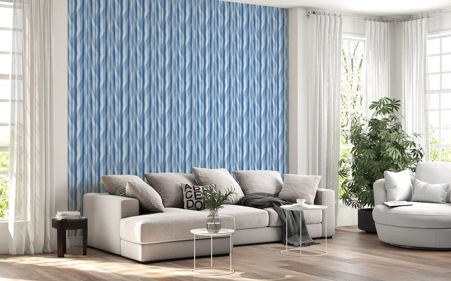 Ocean Breeze Rippling Stripes Wallpaper