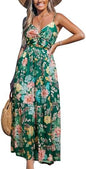 Sundresses - CUPSHE Women's Maxi Dress Floral Print Twisted V Neck Sleeveless Long Dress Summer Casual Dress