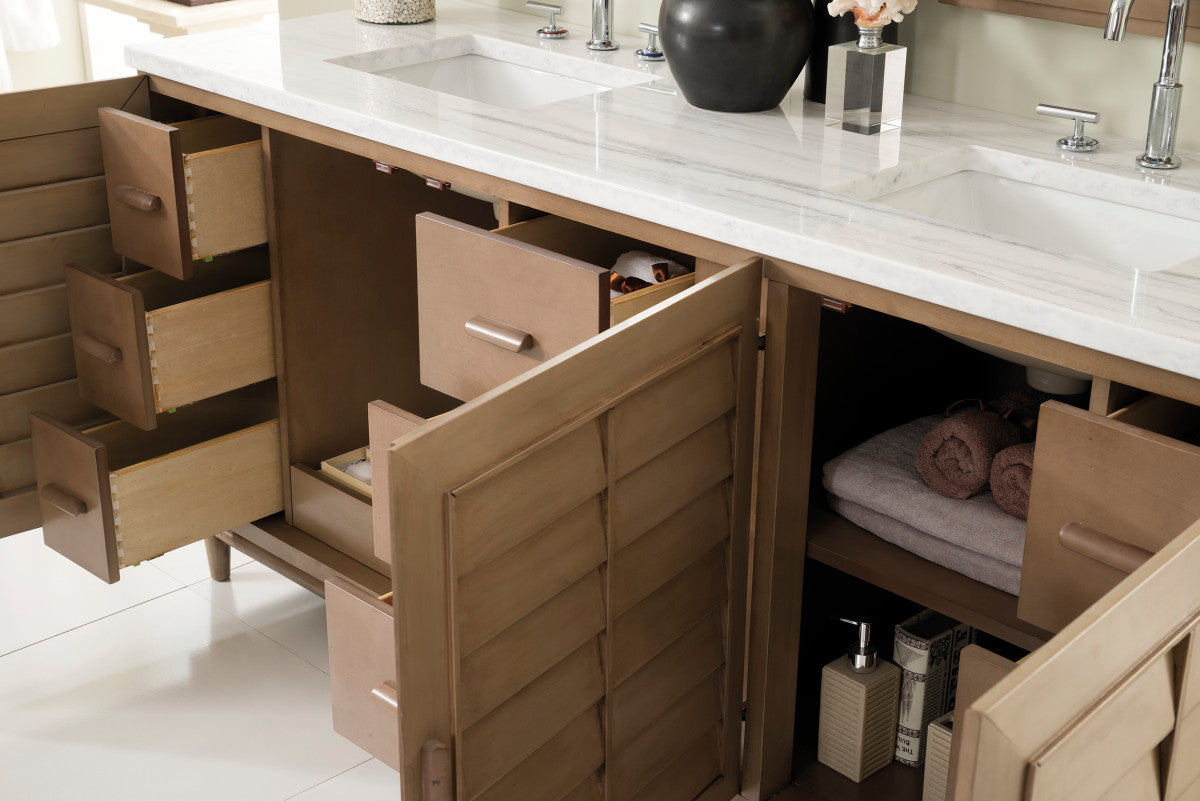 Portland 72" Double Vanity Cabinet, Whitewashed Walnut