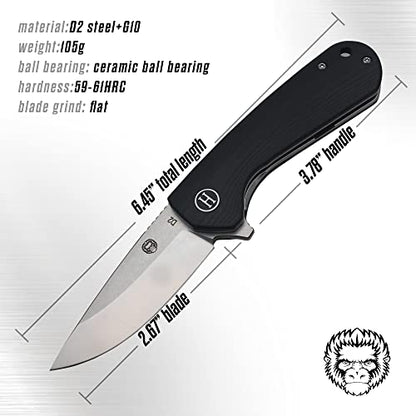 The Peasant Folding Pocket Knife Giftset for Men and Women (Silver and Black)