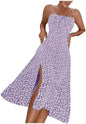 Sundresses - Floerns Women's Summer Split Thigh Spaghetti Strap Cami Midi Floral Dress