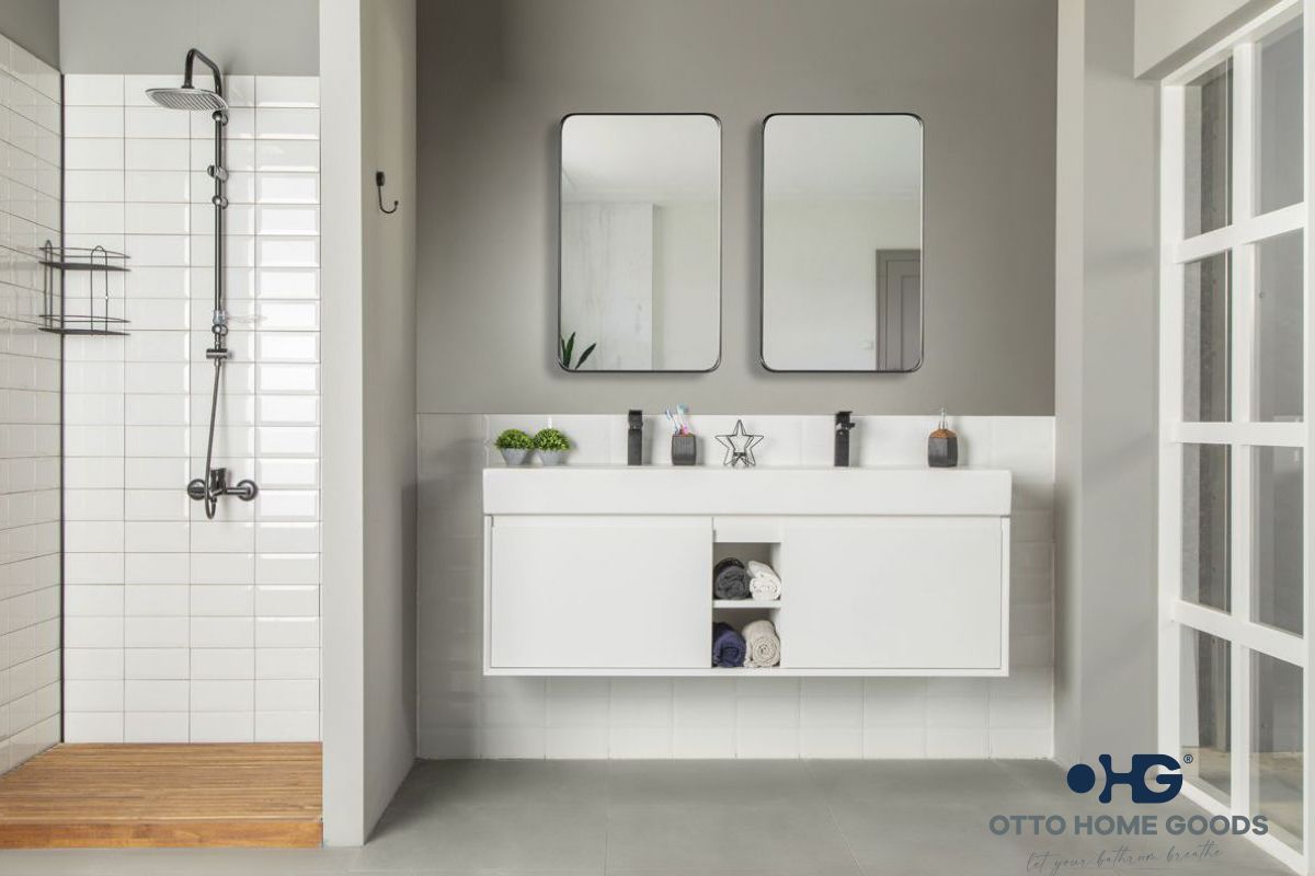 Gala 60" White Floating Bathroom Vanity with Porcelain Top & Hidden Drawer