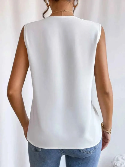 V-Neck Pleated Sleeveless Cami Tank Top