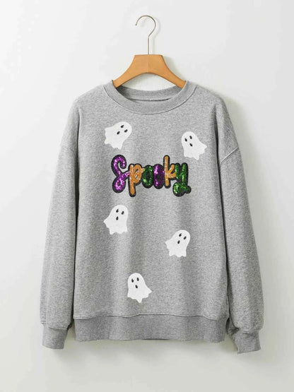 Halloween Spooky Ghost Sequin Sweatshirt