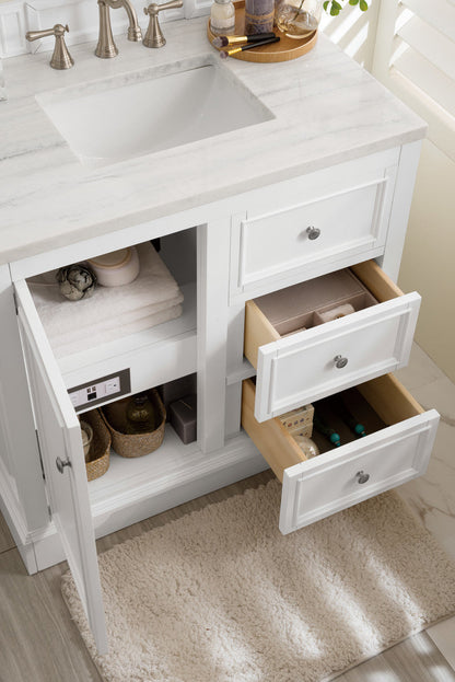 De Soto 36" Single Vanity Cabinet, Bright White