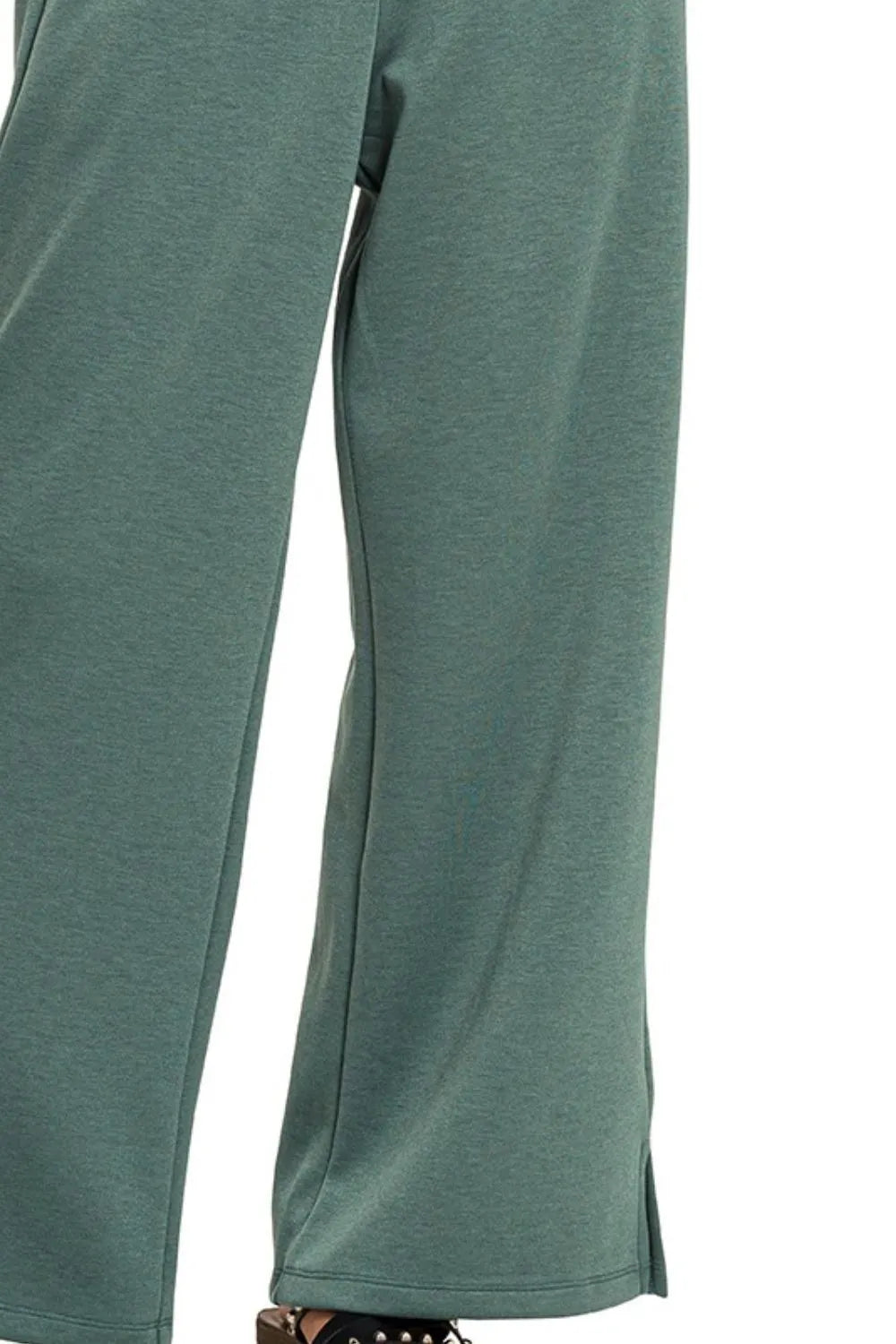 Zenana Scuba Drawstring Pants in Jade