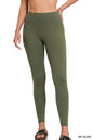 Zenana Microfiber Waistband Leggings in Olive