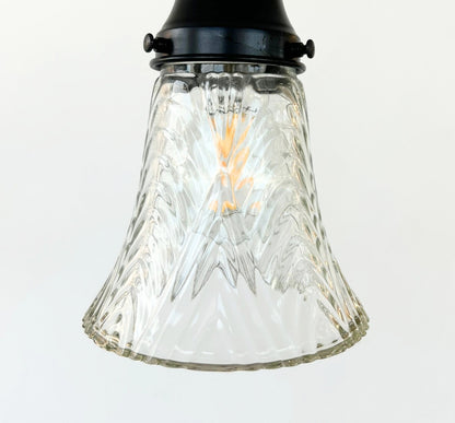 Clear Chevron Ribbed Vintage Pendant