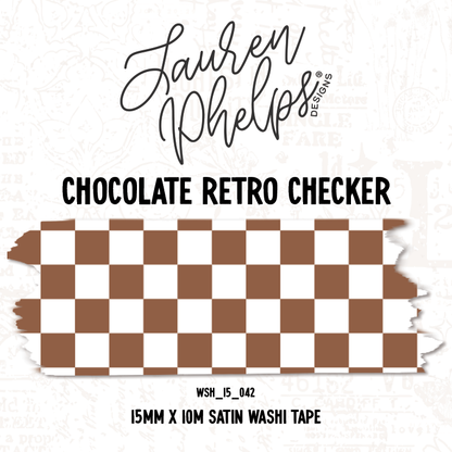 Chocolate Retro Checker 15mm washi