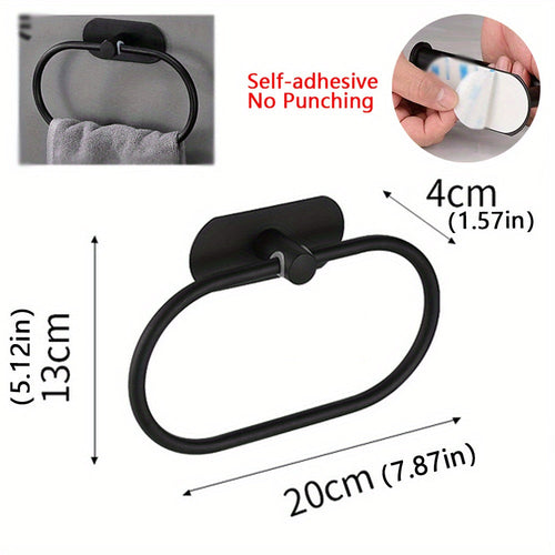 Sleek NoDrill Black Silver Towel Rack  Holder