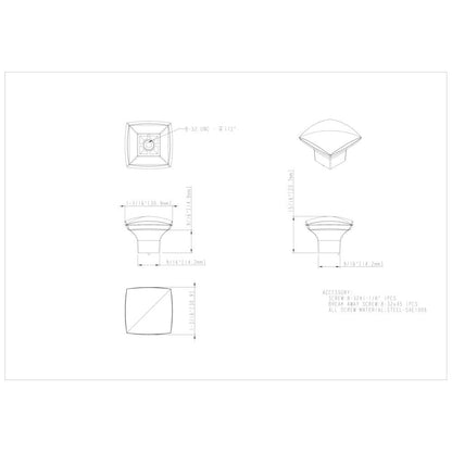 1-3/16" Overall Length Satin Nickel Square Sonoma Cabinet Knob