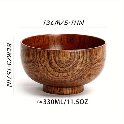 Retro Jujube Wood Bowl Durable AntiScald CampingReady