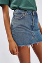 Cat Fringe Denim A line Overall Skirt