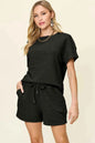 Texture Short Sleeve T Shirt and Shorts Set