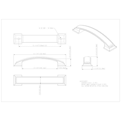 96 mm Center-to-Center Satin Nickel Square Annadale Cabinet Pull