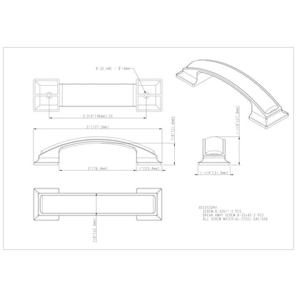 96 mm Center-to-Center Satin Nickel Square Annadale Cabinet Pull